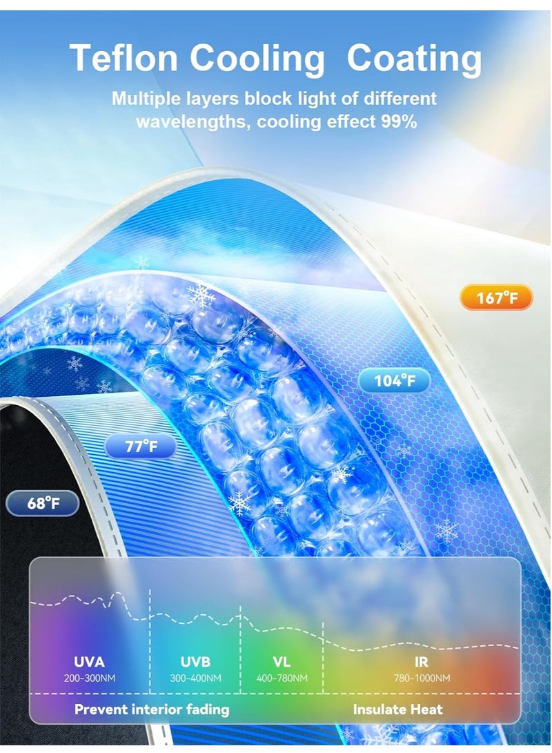 Beauenty Car Windshield Sun Shade Umbrella, Upgraded Windshield Cover Sunshade 360°Rotation Bendable Shaft, UV Block for Front Window, Foldable sunshades Suitable for Most Cars - Image 3