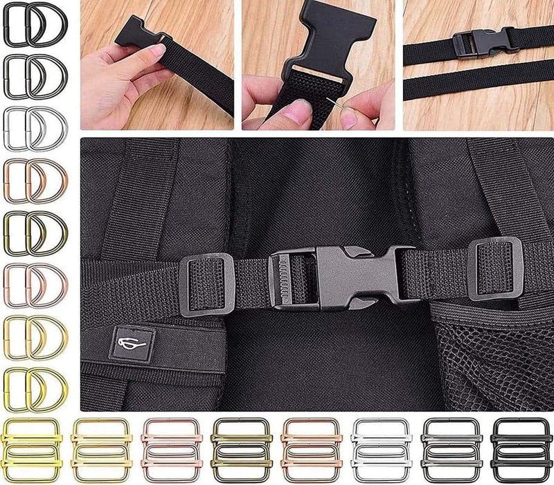 DIY Crafts DIY Crafts 25 Sets Antique Silver Supply Side Slide Release Buckles TriGlide Slides Nylon Webbing Straps PlastickMetal D Rings Snap Hooks for Luggage Belt 25 Sets Antique Silver  - Image 4