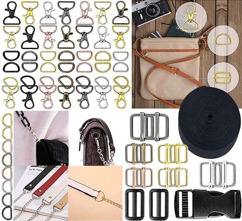 DIY Crafts DIY Crafts 25 Sets Antique Silver Supply Side Slide Release Buckles TriGlide Slides Nylon Webbing Straps PlastickMetal D Rings Snap Hooks for Luggage Belt 25 Sets Antique Silver  - Image 2