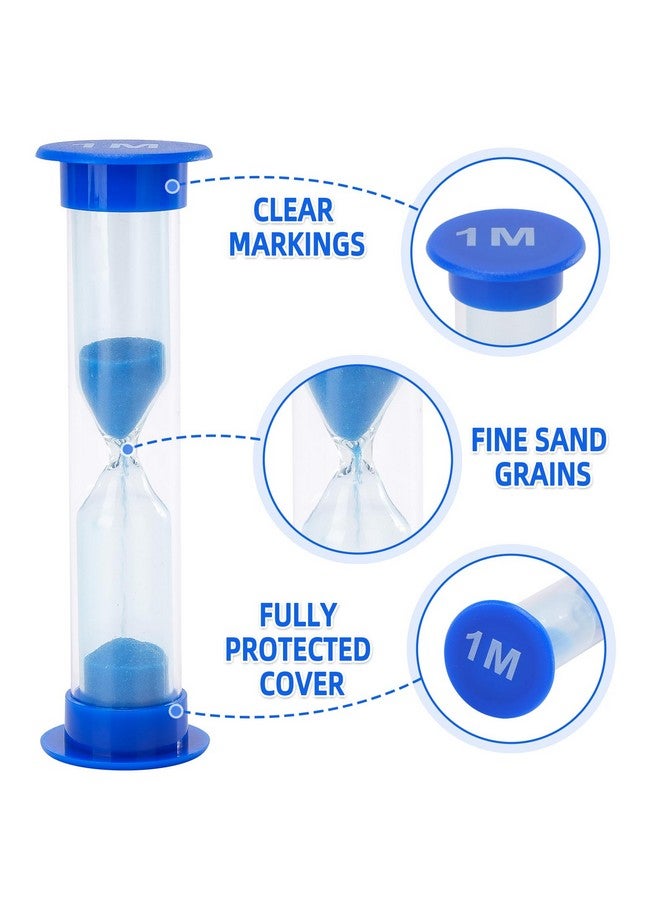 I-MART ساعة رملية زرقاء من I-MART 6 قطع، ساعة رملية دقيقة واحدة، ساعة رملية - Image 3
