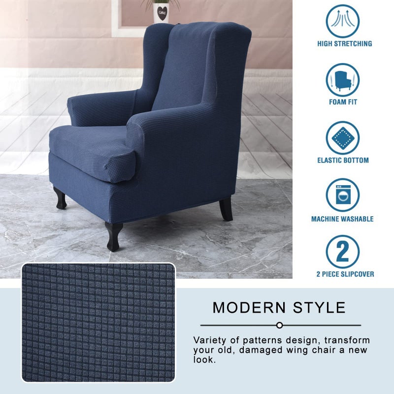 KRFOONN Wingback Chair Covers Slipcovers 2 Piece Stretch Wing Chair Covers Spandex Slipcovers Wingback Sofa Covers Armchair Covers Non-Slip Furniture Protector, 14 - Image 5