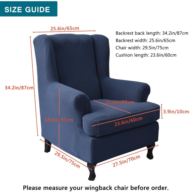 KRFOONN Wingback Chair Covers Slipcovers 2 Piece Stretch Wing Chair Covers Spandex Slipcovers Wingback Sofa Covers Armchair Covers Non-Slip Furniture Protector, 14 - Image 2