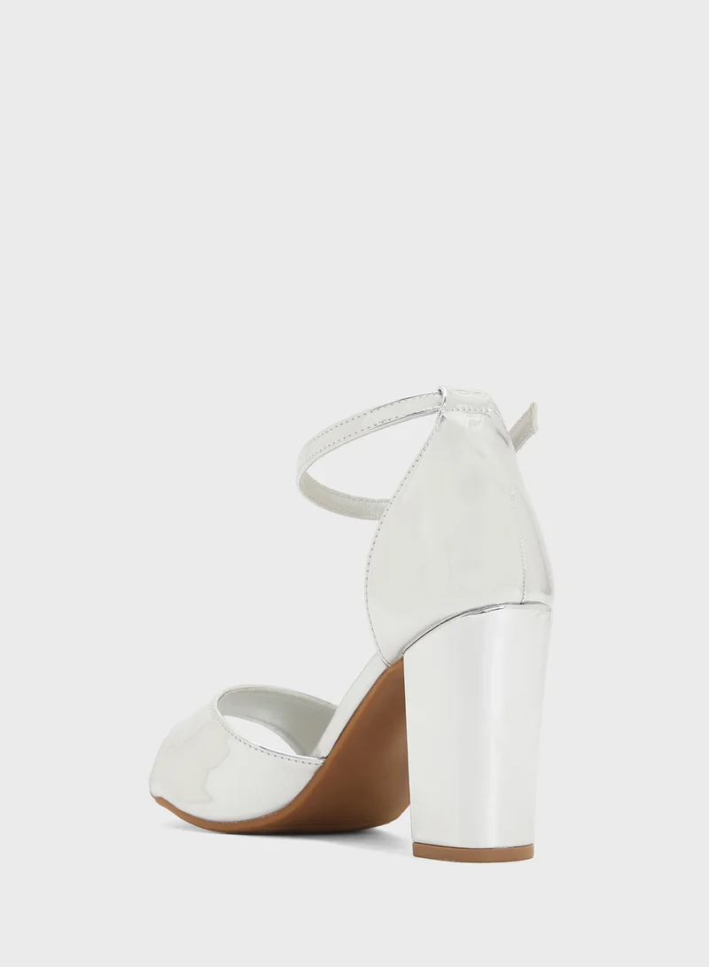 ELLA Block Heel Sandal With Ankle Strap