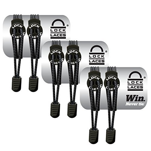 Lock Laces - Elastic No Tie Shoe Laces (Pack of 3) | One Size Fits All for Kids & Adults - Easy to Use & Adjustable (Black-Black-Black) - Image 1