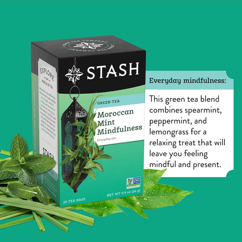 Stash Tea Moroccan Mint Green Tea - Caffeinated, Non-GMO Project Verified Premium Tea with No Artificial Ingredients, 20 Count (Pack of 6) - 120 Bags Total - Image 4
