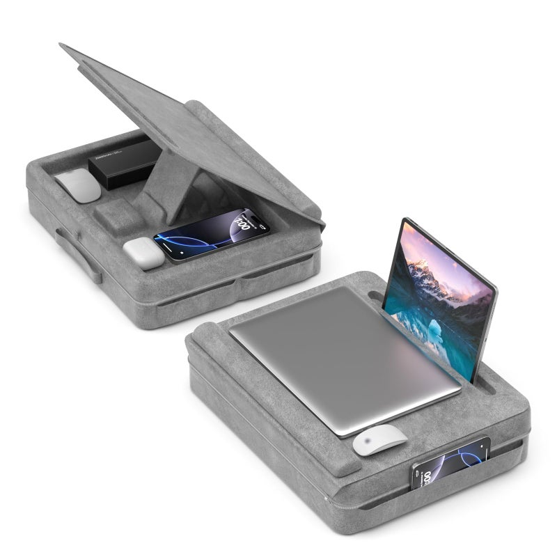 KDD Laptop Lap Desk with Cushion, Laptop Table with Storage for Bed & Sofa, Adjustable Lap Pillow Stand with Anti-Slip Strip & Cell Phone/Tablet Slot for Home Office College - Image 1