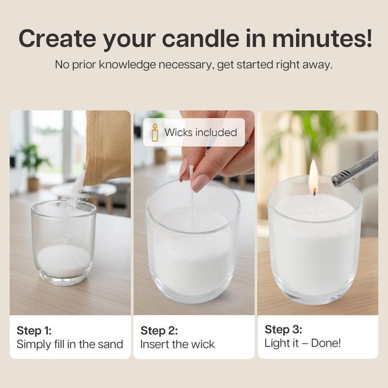 comforder Scented Candle Sand with Wicks, Pearled Candle, Wax Granules, 14oz Sand Wax Granules + 4 Wicks (White, Vanilla) - Image 2