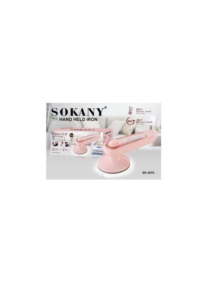 sokany Sokany Portable Clothes Iron for Travel, Home and Trips _ SK-3070 - Large non-stick stainless steel soleplate glides easily over all types of fabrics, taking care of different wrinkles Anti-drip system prevents water leakage at any temperature setting to eliminate unwanted drips With an anti-slip handle for easy operation and comfortable to hold in the hand Anti-calcium and self-cleaning systems keep the device free of calcium and mineral deposits for optimal performance. It can steam clothes in a horizontal or vertical plane. _ Color: Pink _ One year warranty - Image 3