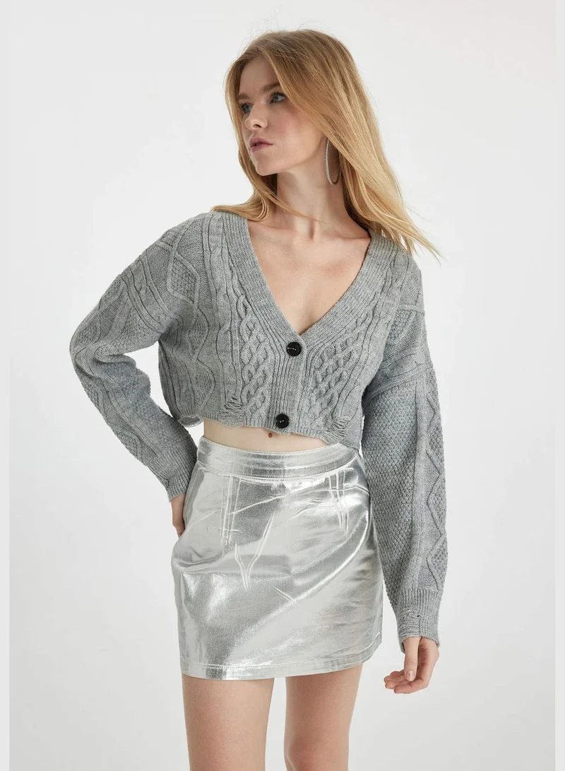 DeFacto Woman V Neck Long Sleeve Tricot Cardigan