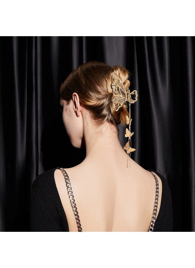 DonLeeving 4 Pack Metal Big Gold Butterfly Hair Clips Clamp Tassel Nonslip Hair Claw Hair Accessories For Women Girls For Thinner Thick Hair Styling Fashion Hair Supplies  - Image 5