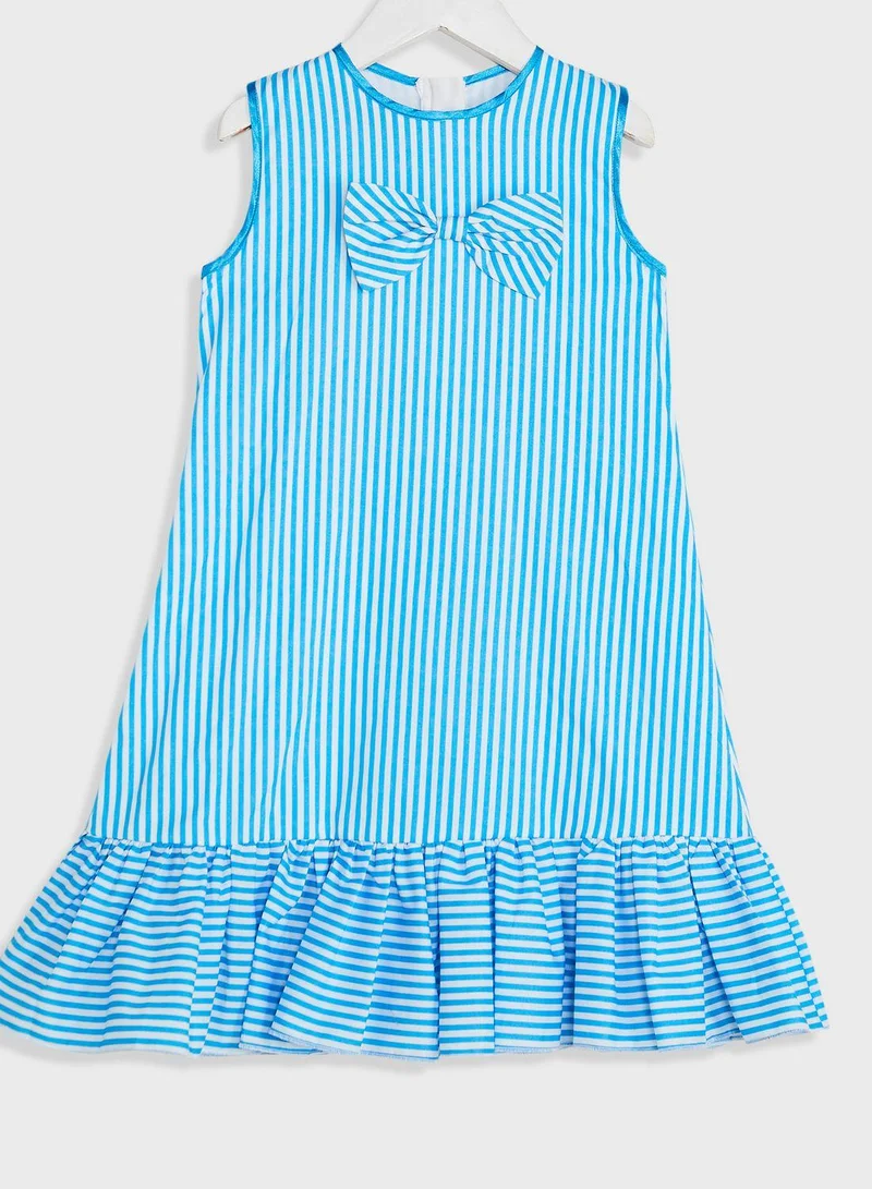 Little Golden Apple Striped Ruffle Dress