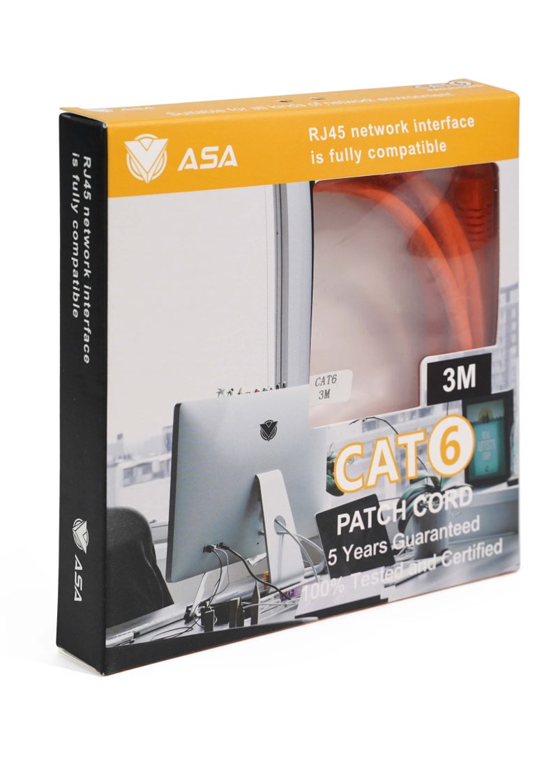 ASA High Speed CAT6 Ethernet Cable 3m, 1Gbps, with RJ45 Connector  - Image 2