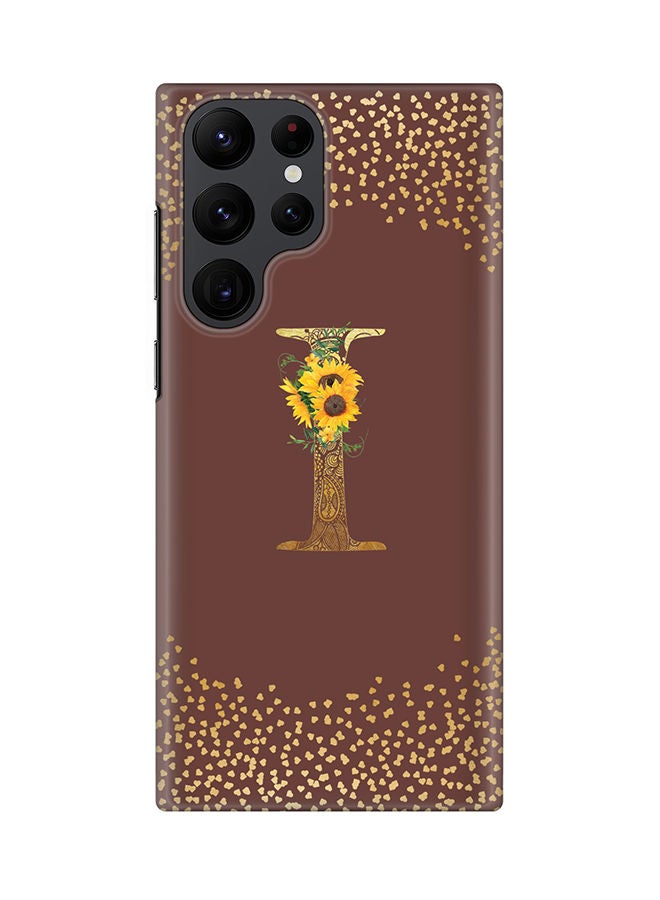 Stylizedd Monogram Slim Cover for Samsung Galaxy S22 Ultra 5G Case Custom Initials Letter Floral Pattern Snap Series Mobile Cover Matte Alphabet  - I (Brown) - Image 1