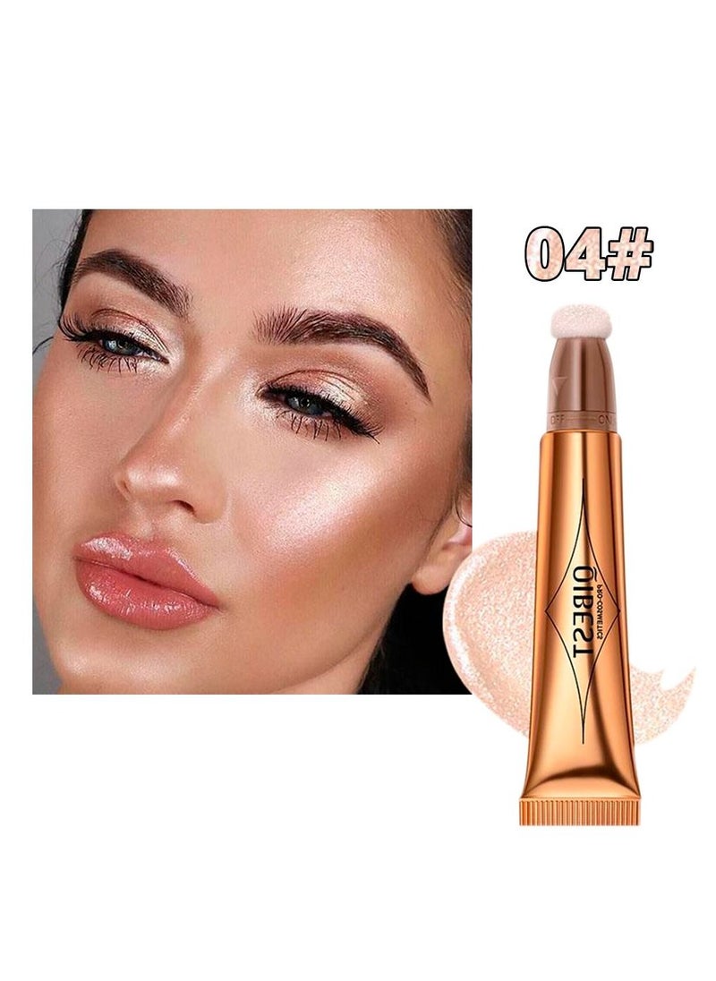 QiBest Makeup Pen Face Body Highlighter Makeup Stick with Cushion Applicator Lightweight Waterproof Cream Contour Face Glowing Illuminator Makeup Pen for Women (#04)  - Image 1