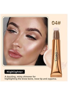QiBest Makeup Pen Face Body Highlighter Makeup Stick with Cushion Applicator Lightweight Waterproof Cream Contour Face Glowing Illuminator Makeup Pen for Women (#04)  - Image 2
