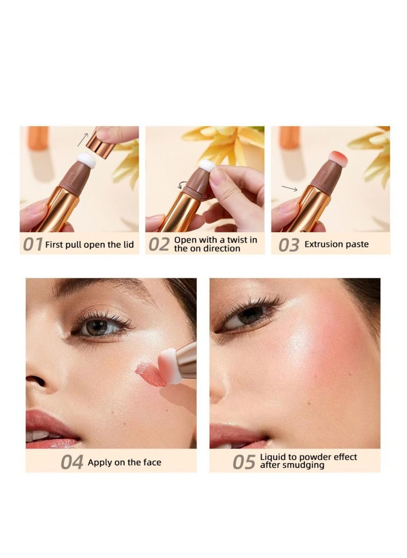 QiBest Makeup Pen Face Body Highlighter Makeup Stick with Cushion Applicator Lightweight Waterproof Cream Contour Face Glowing Illuminator Makeup Pen for Women (#04)  - Image 3