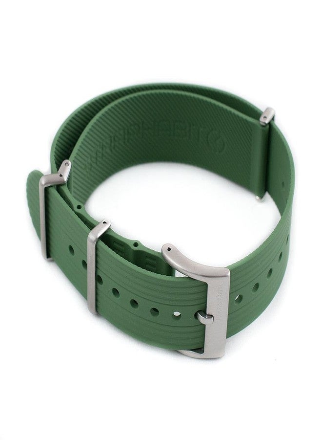 StrapHabit FKM Rubber Ribbed Military Style Dual Pass Strap - Convert to Single Pass - for Men and Women (20mm) (Green, 20mm) - Image 1