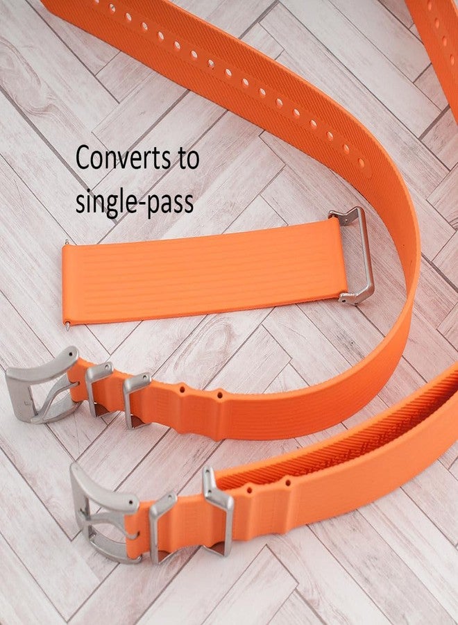 StrapHabit FKM Rubber Ribbed Military Style Dual Pass Strap - Convert to Single Pass - for Men and Women (20mm) (Green, 20mm) - Image 2