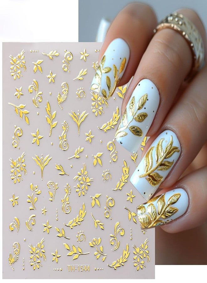 BYJKYEN 6 Sheets Gold Nail Art Stickers 3D Self-Adhesive Metallic Nail Decals - Image 2