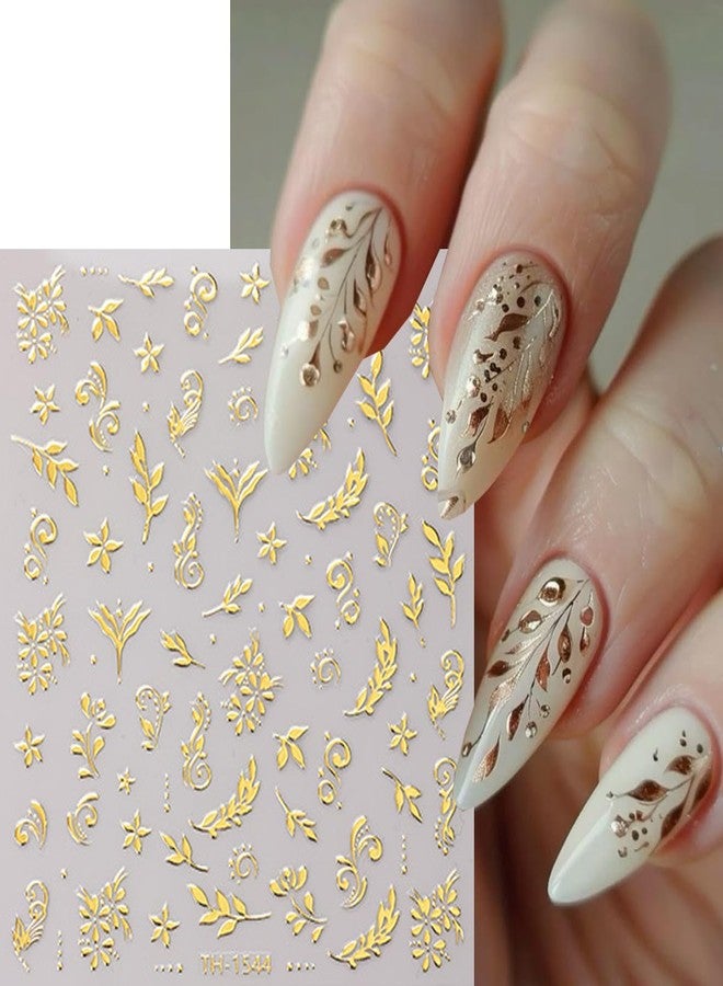 BYJKYEN 6 Sheets Gold Nail Art Stickers 3D Self-Adhesive Metallic Nail Decals - Image 4