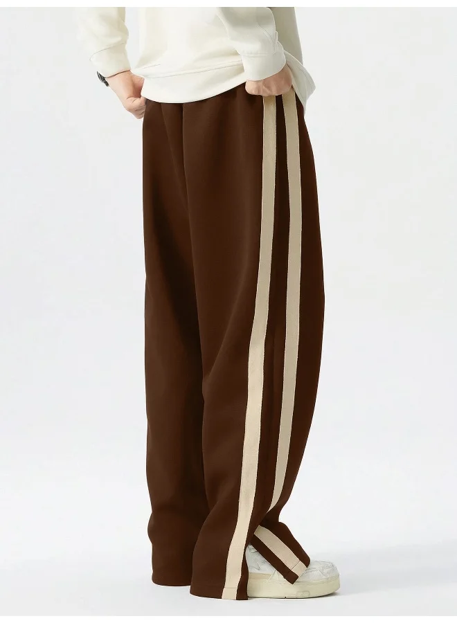 Maniac  Maniac Mens ColorBlock Side Tap Brown and Beige Color Baggy Fit Pant for Men | Best Price UAE