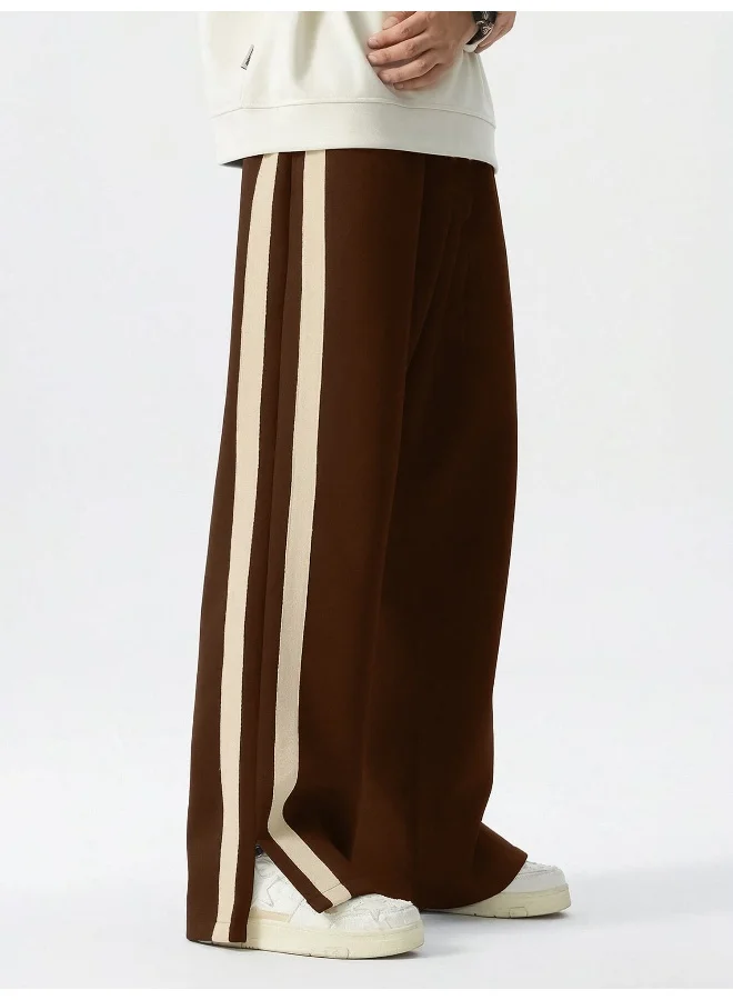 Maniac  Maniac Mens ColorBlock Side Tap Brown and Beige Color Baggy Fit Pant for Men | Best Price UAE