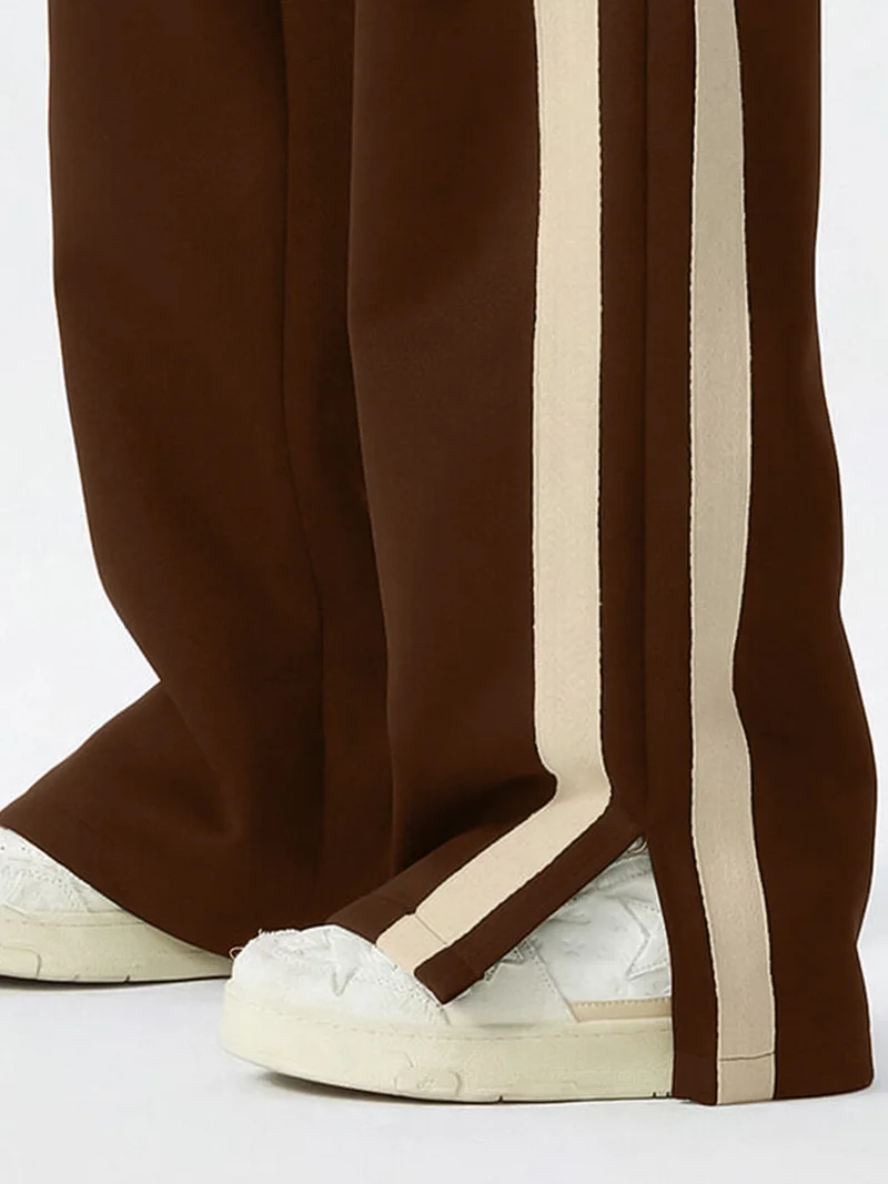 Maniac  Maniac Mens ColorBlock Side Tap Brown and Beige Color Baggy Fit Pant for Men | Best Price UAE