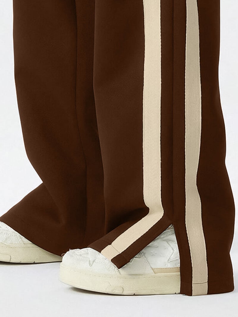 Maniac Mens ColorBlock Side Tap Brown and Beige Color Baggy Fit Pant - Image 5