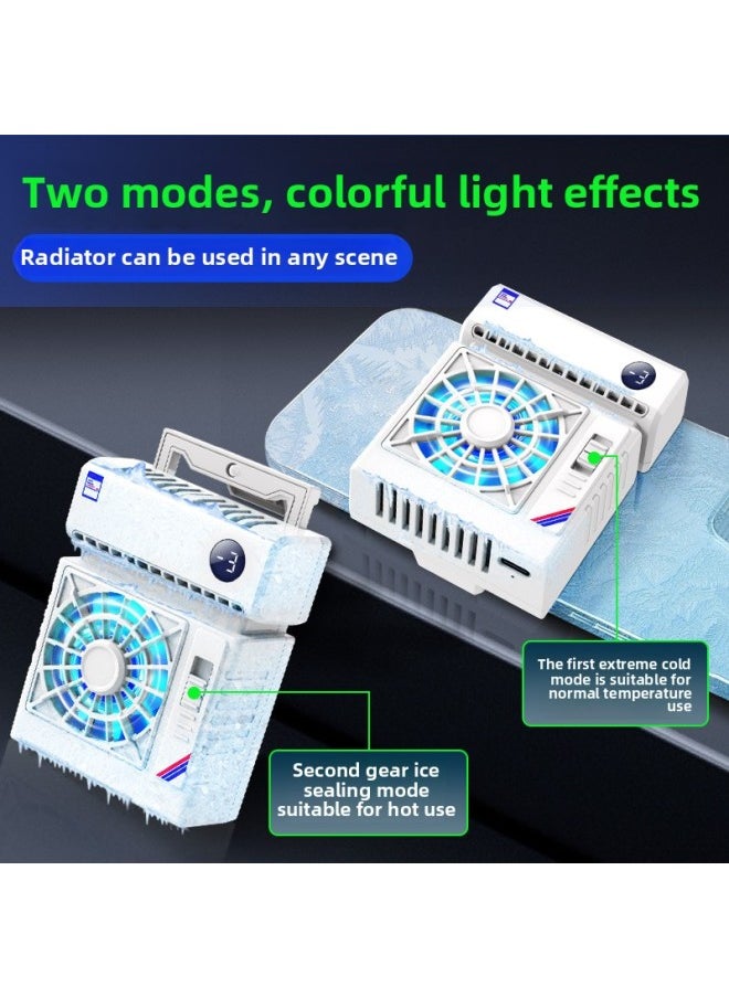 Mobile Phone Air Conditioning Radiator S5 Digital Display Frequency Conversion Cooling Semiconductor Refrigeration Back Clip Source Factory-Color:S5 Air Conditioning Radiator-White (Digital Display + Two-gear Adjustment)