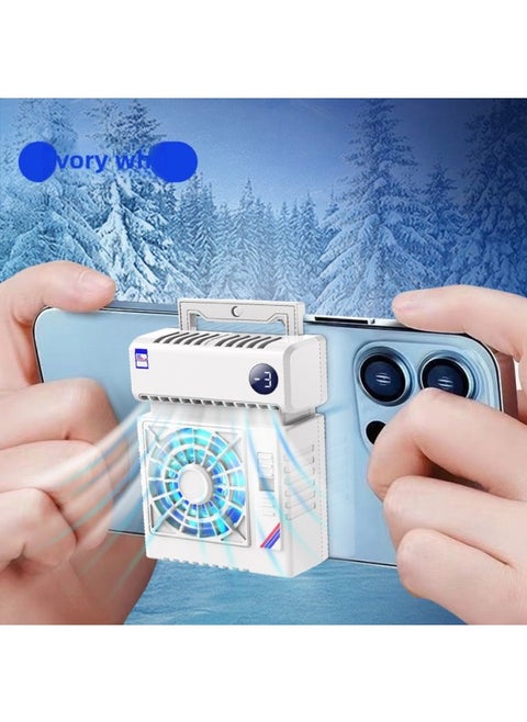 Mobile Phone Air Conditioning Radiator S5 Digital Display Frequency Conversion Cooling Semiconductor Refrigeration Back Clip Source Factory-Color:S5 Air Conditioning Radiator-White (Digital Display + Two-gear Adjustment)
