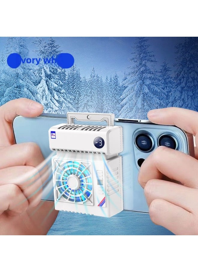 Mobile Phone Air Conditioning Radiator S5 Digital Display Frequency Conversion Cooling Semiconductor Refrigeration Back Clip Source Factory-Color:S5 Air Conditioning Radiator-White (Digital Display + Two-gear Adjustment)