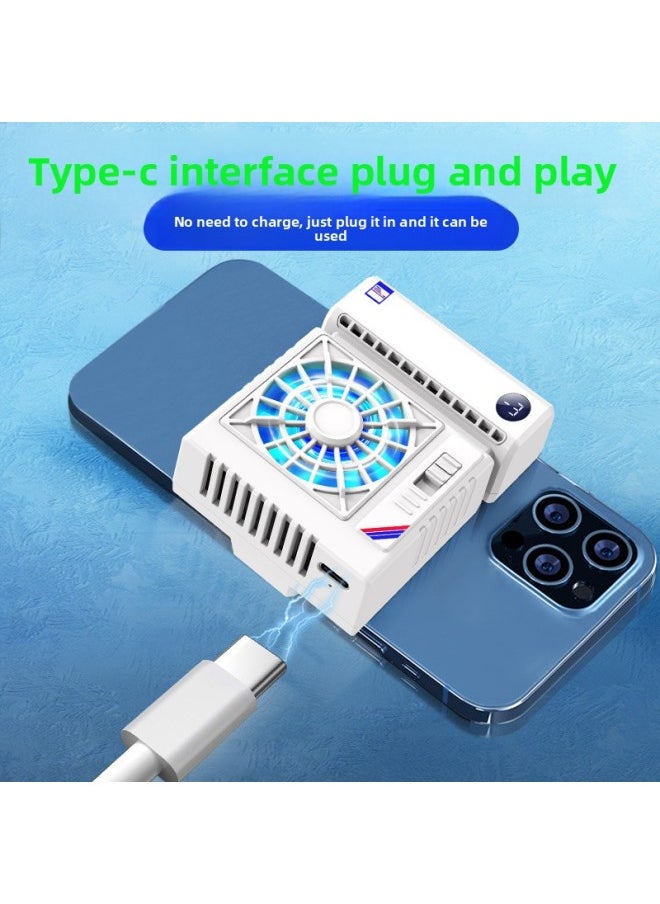 Mobile Phone Air Conditioning Radiator S5 Digital Display Frequency Conversion Cooling Semiconductor Refrigeration Back Clip Source Factory-Color:S5 Air Conditioning Radiator-White (Digital Display + Two-gear Adjustment)