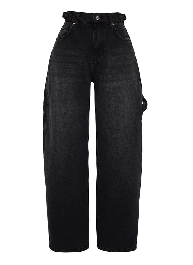 trendyol - Black Loose Fit High Waist Carpenter Skater Jeans TWOAW24JE00308 - Image 1