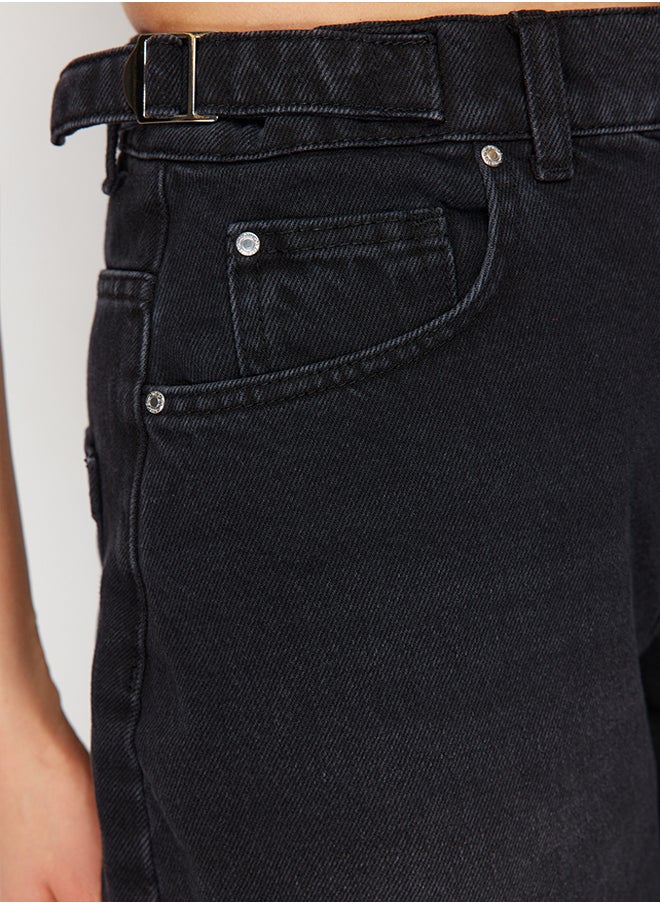 trendyol - Black Loose Fit High Waist Carpenter Skater Jeans TWOAW24JE00308 - Image 1