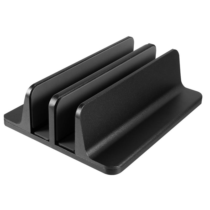 Aluminum Alloy Vertical Laptop Stand Holder for Notebook Tablet Black Office Home - Image 2