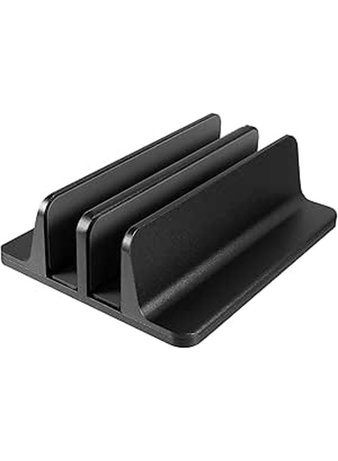 Aluminum Alloy Vertical Laptop Stand Holder for Notebook Tablet Black Office Home - Image 1