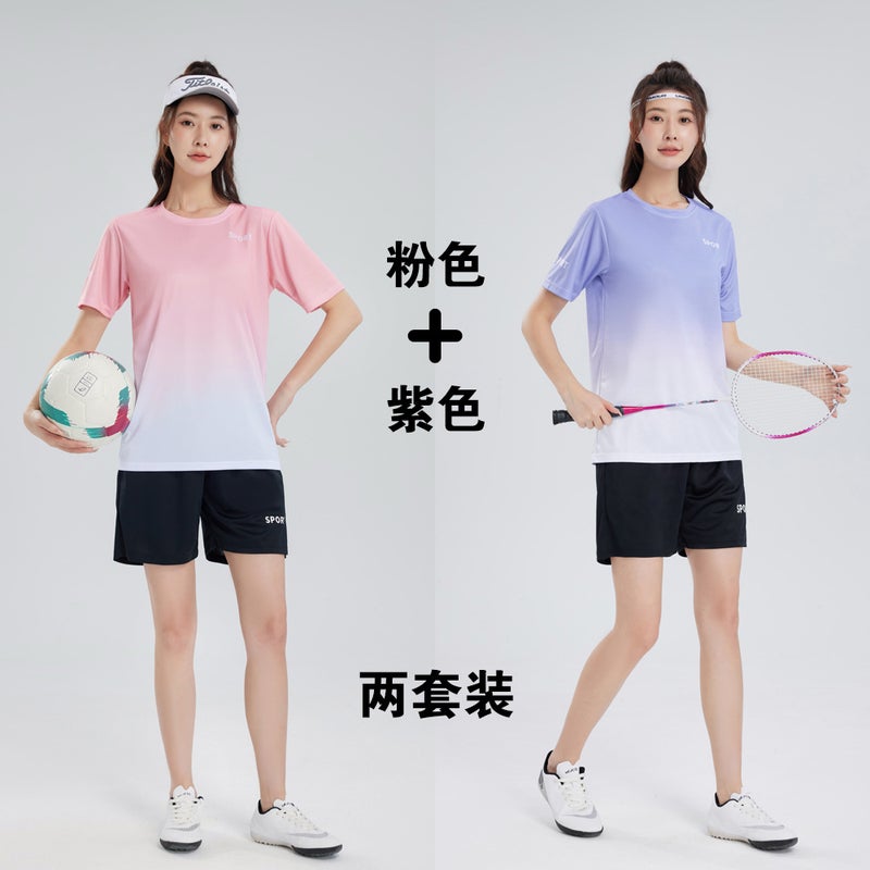 Fitness Clothes, Running Sports Suits, Women'S Quick-Drying Ice Silk T-Shirts, Morning Running Short-Sleeved Men'S Team Large Size Badminton Uniforms - Image 1