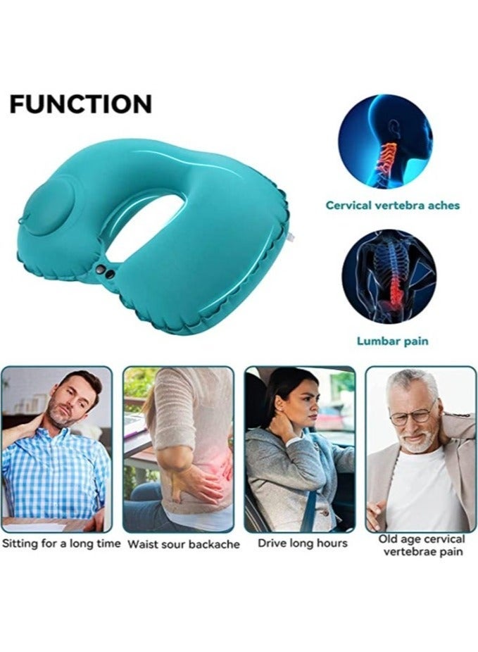general Inflatable Travel Pillow Neck Pillow for Travel Portable Neck Support Pillow for Airplanes/Cars/Buses/Trains/Office Napping Ergonomic Pillow for Neck Lumbar Support Portable Hiking Folding Pillow - Image 3