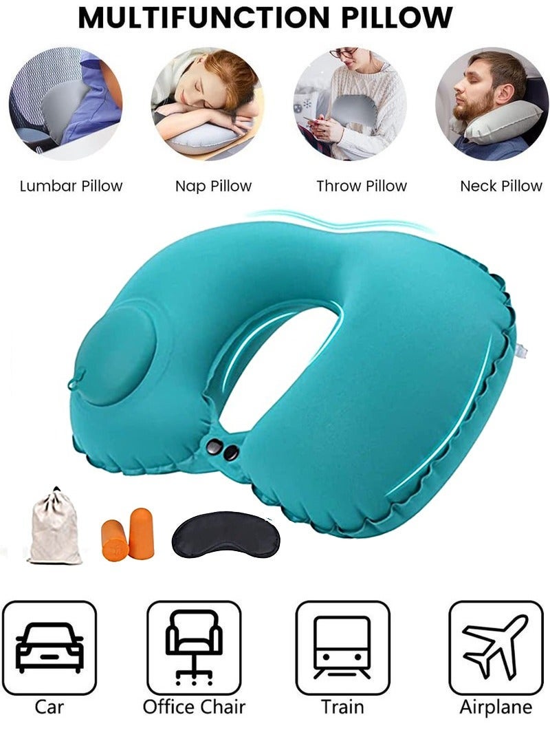 general Inflatable Travel Pillow Neck Pillow for Travel Portable Neck Support Pillow for Airplanes/Cars/Buses/Trains/Office Napping Ergonomic Pillow for Neck Lumbar Support Portable Hiking Folding Pillow - Image 1