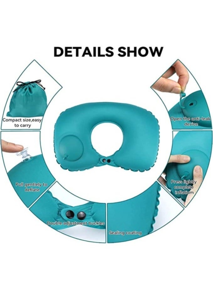 general Inflatable Travel Pillow Neck Pillow for Travel Portable Neck Support Pillow for Airplanes/Cars/Buses/Trains/Office Napping Ergonomic Pillow for Neck Lumbar Support Portable Hiking Folding Pillow - Image 4