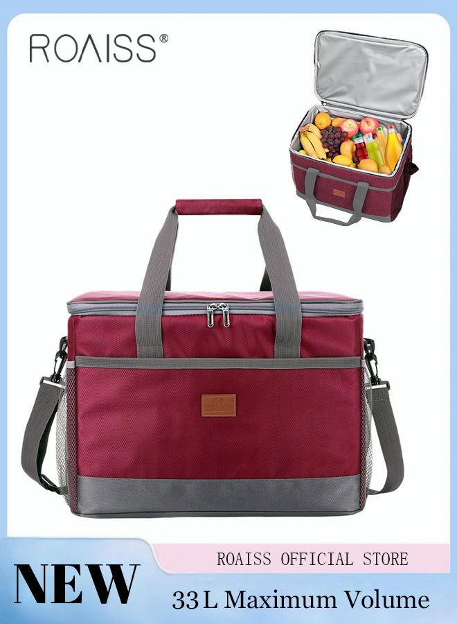 roaiss Outdoor 33L Large Cooler Bag Insulated Handbag Reusable Waterproof Oxford Ice Refrigerated Lightweight Fresh-keeping for Men Women Picnic BBQ Beach Lunch - Image 1