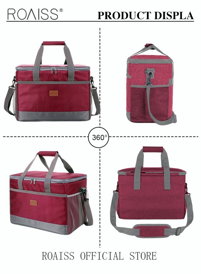 roaiss Outdoor 33L Large Cooler Bag Insulated Handbag Reusable Waterproof Oxford Ice Refrigerated Lightweight Fresh-keeping for Men Women Picnic BBQ Beach Lunch - Image 4