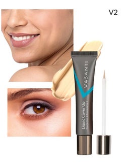 Vasanti Cosmetics Oil-Free Foundation & Concealer in 1 - Liquid Cover-Up (V2) - Full Matte Coverage Long Lasting Paraben-Free Vegan Friendly Makeup  - Image 2