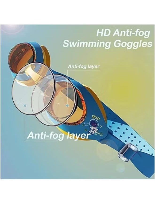 Unewshi Kids Swim Cap With Swimming Goggles For Girls Boys(Age 6-14) Silicone Waterproof Swimming And Bathing Caps For Long And Short Hair Child Toddler Teens - Image 2