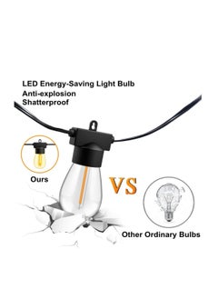 Cool Baby COOLBABY Outdoor Garden High Voltage String Light 50ft 15m Outdoor Warm Light Strip 15 Bulbs + 1 Spare Bulb for Backyard Balcony Cafe Party Home Decoration Waterproof  - Image 2