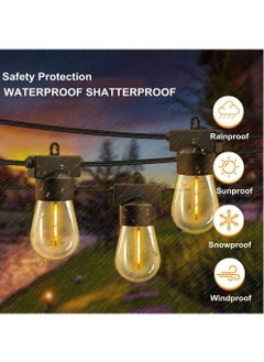 Cool Baby COOLBABY Outdoor Garden High Voltage String Light 50ft 15m Outdoor Warm Light Strip 15 Bulbs + 1 Spare Bulb for Backyard Balcony Cafe Party Home Decoration Waterproof  - Image 4