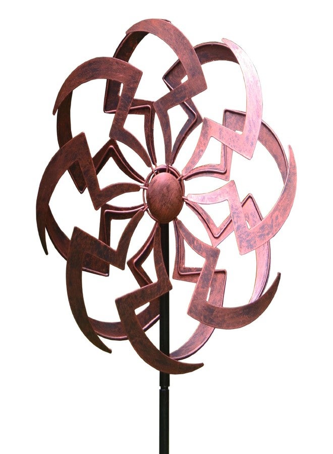 LERFUGI Garden Wind Spinner Outdoor Decor, Dual Rotating Blades Kinetic Sculpture with Artistic Geometric Design, Durable Metal Yard Art 63x13 Inch - Image 1