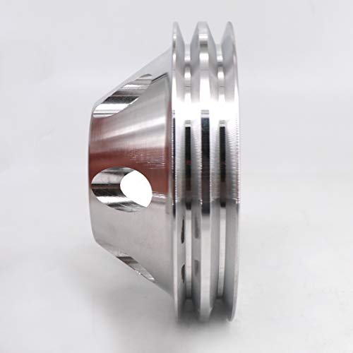 KIPA Aluminium Double groove Water Pump Pulley For SB SBC Small Block Chevy 265 283 305 327 350 383 400 with a short water pump Satin Aluminium Finish Durable 2-Groove #9479 - Image 5