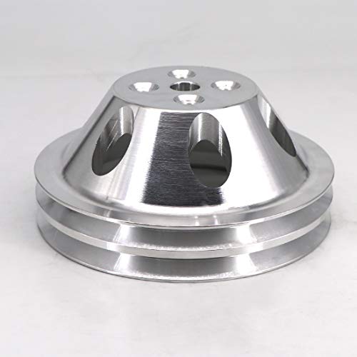 KIPA Aluminium Double groove Water Pump Pulley For SB SBC Small Block Chevy 265 283 305 327 350 383 400 with a short water pump Satin Aluminium Finish Durable 2-Groove #9479 - Image 4