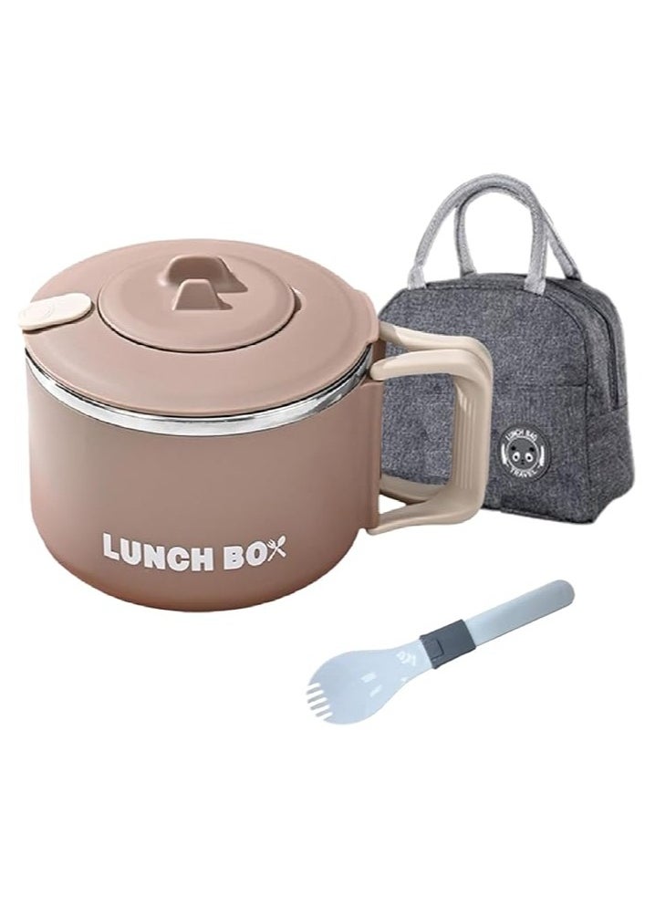 TYCOM Stainless Steel Lunch Box for Kid School, Insulated Bento Lunch Box, Lunch Containers with Lids Foldable Handle, Leakproof | BFA Free | Dishwasher Safe (Round)  - Image 1